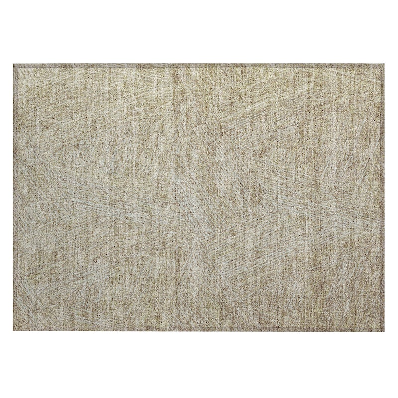 Machine Washable Indoor/ Outdoor Solid Geo Chantille Rug
