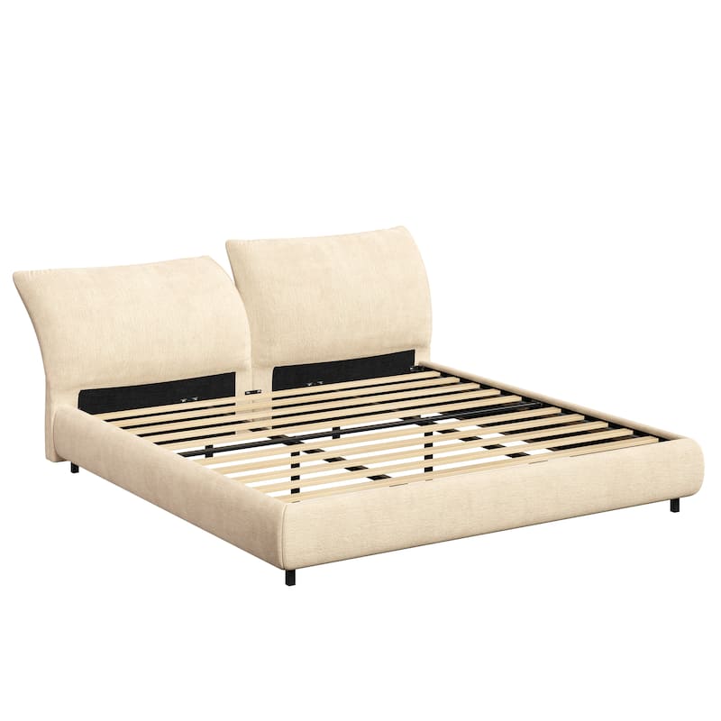 Christopher Knight Home - Julian Modern Fabric Upholstered Bed Frame with Adjustable Cushions and No Box Spring Design