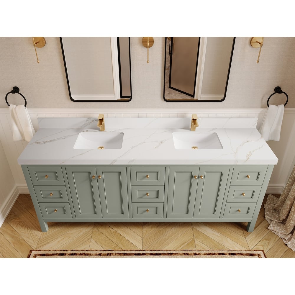 Willow Collections 84 in. W x 22 in. D Nashville Double Bowl Sink Bathroom Vanity with Countertop