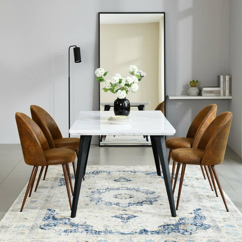 Homy Casa 5-Piece Modern Dining Set with Rectangular Table and 4 Upholstered Chairs