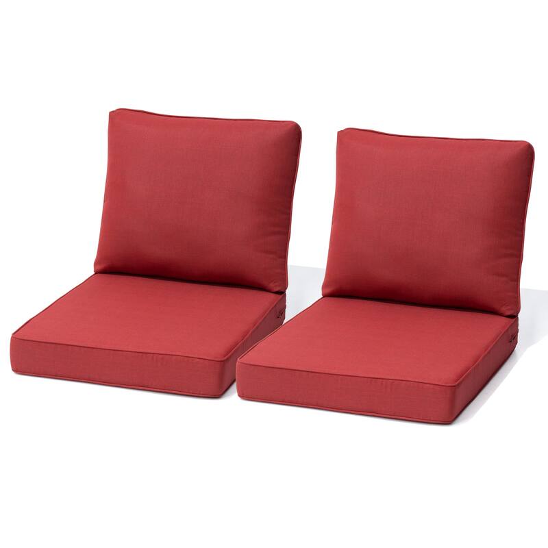 27.6 in W * 24.4 in D Outdoor Patio Deep Seat Cushion Chair Set - CHILI - 2PC