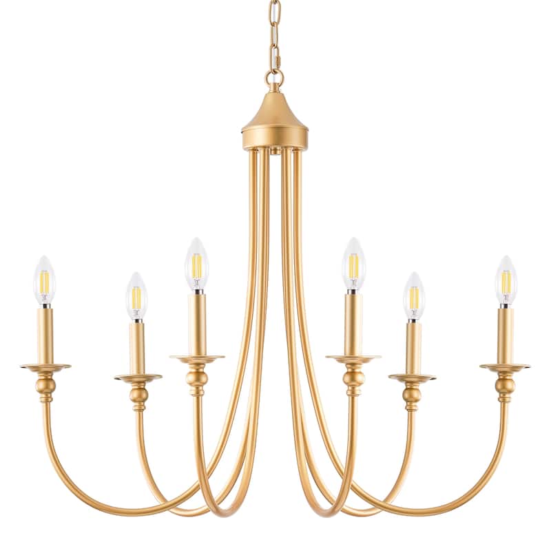 6-Light Farmhouse Antique Candlestick Dining Room Chandelier Fixture