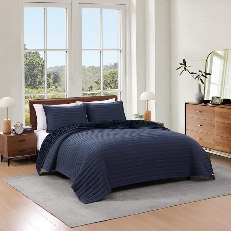 Tommy Hilfiger Classic Comfort Blue Reversible Quilt Set
