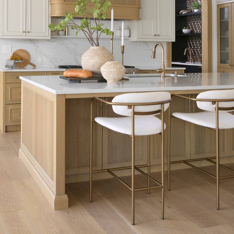 Parker Cream Fabric Seat Gold Metal Counter Stool - 21.3L x 21.5W x 36.5H