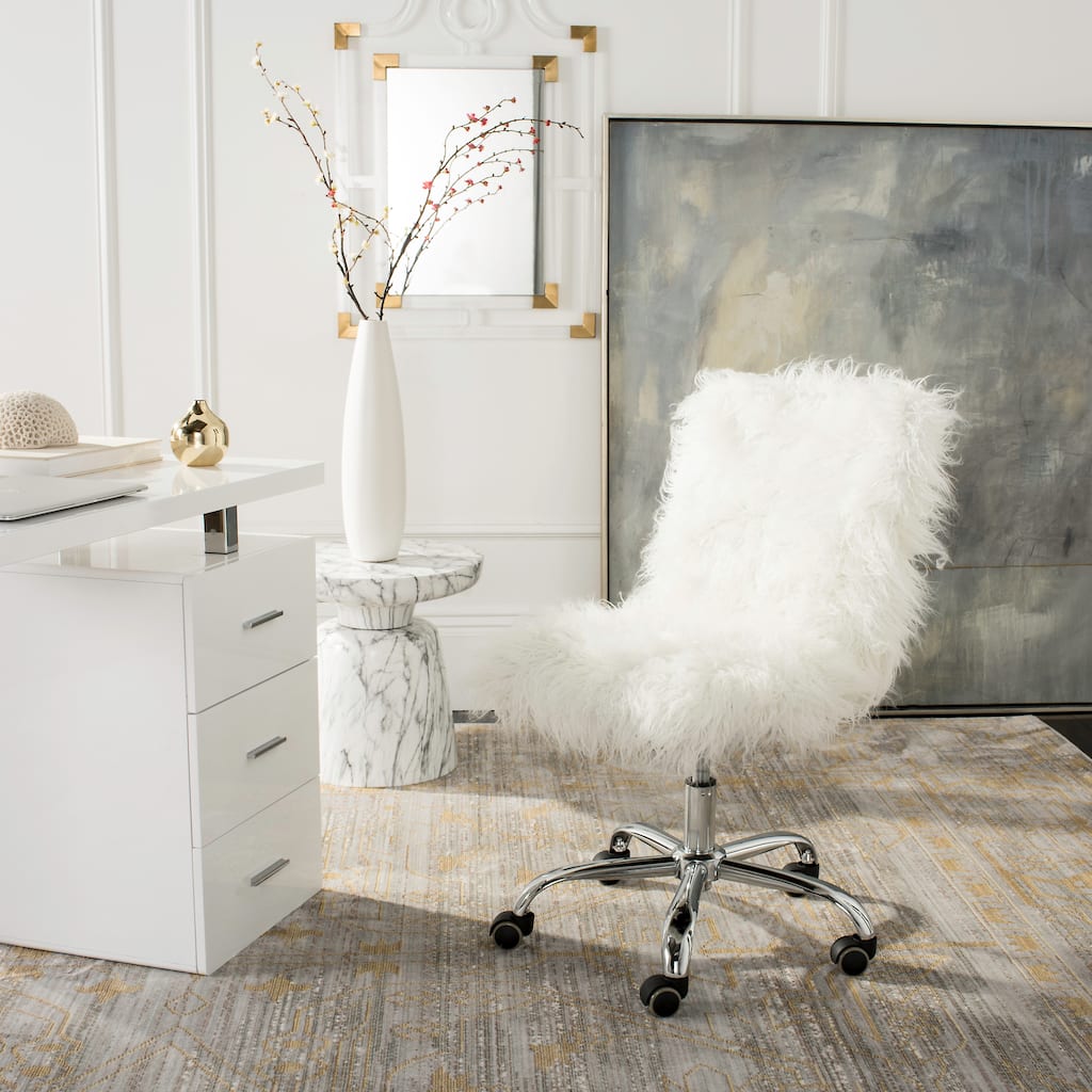 SAFAVIEH Henia Faux Sheepskin Adjustable Office Chair - 26Wx26Dx31H
