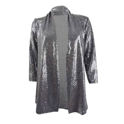 Kasper Women's Petite Open-Front Metallic Jacket