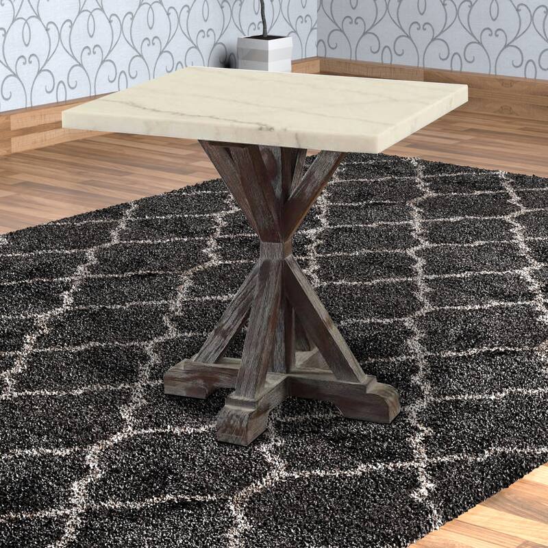 24 in. White and Brown Rectangle Faux Marble End Table, Sturdy Build End Side Table for Living Rooms