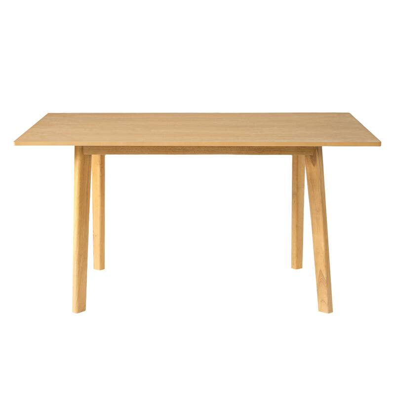 7-Piece Modern Dining Set: Rectangular Solid Wood Table & 6 Upholstered Linen Chairs, Dining Room Set