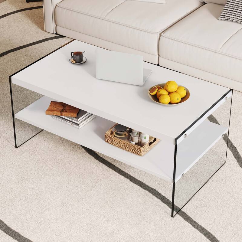 Double layered rectangular coffee table