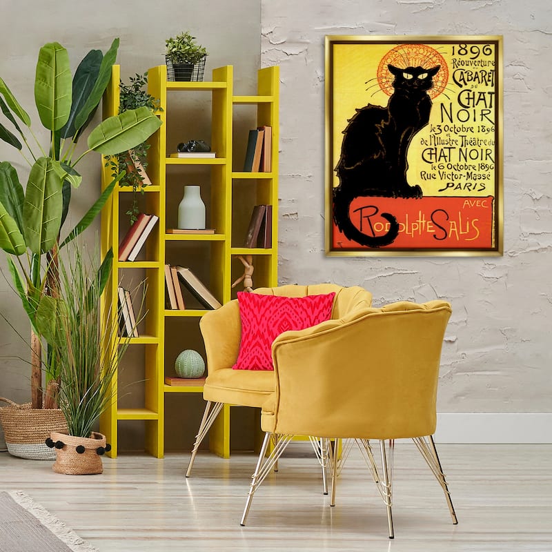 Stupell Vintage Halloween Black Cat Framed Floater Canvas Wall Art Design By Marcus Jules