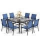 preview thumbnail 10 of 18, MAISON ARTS Patio Dining Set 9 Pieces, Outdoor Dining Set for 8, 60" Square Metal Dining Table with 8 Textilene Dining Chairs