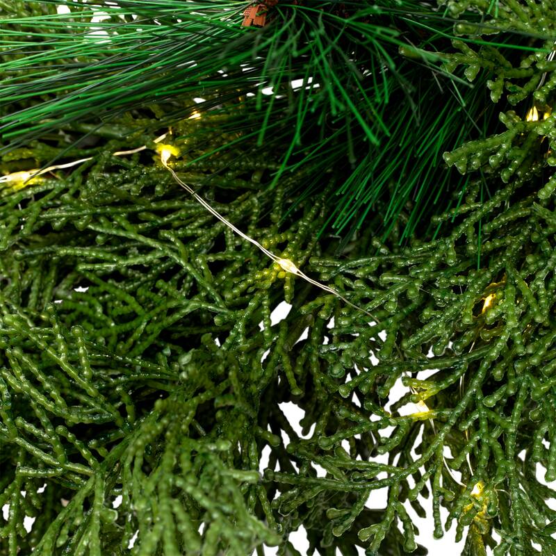 Real Touch™ Cedar and White Pine Artificial Christmas Wreath - 30" - Warm White LED