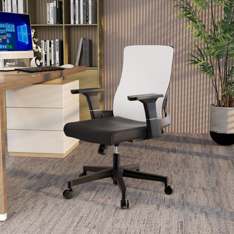 Brio Modern Ergonomic Office Desk Chair with Adjustable Height, Swivel, Breathable Fabric, Durable ABS Frame, Easy Assembly