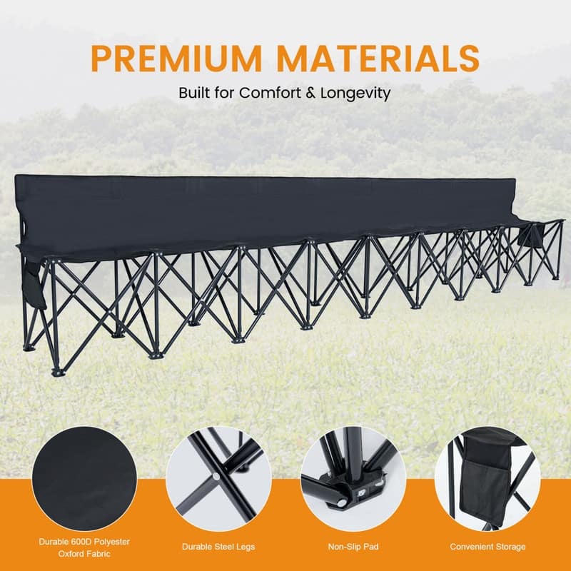 Portable Folding Soccer Benches for Team, 4/6/9 Seats with Carry Bag