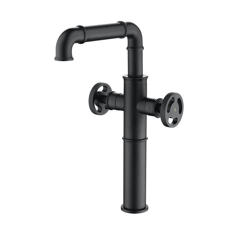 Two Handles Single Hole Deck Mounted Industrial Bathroom Faucet With 360 Degrees Swivel Spout