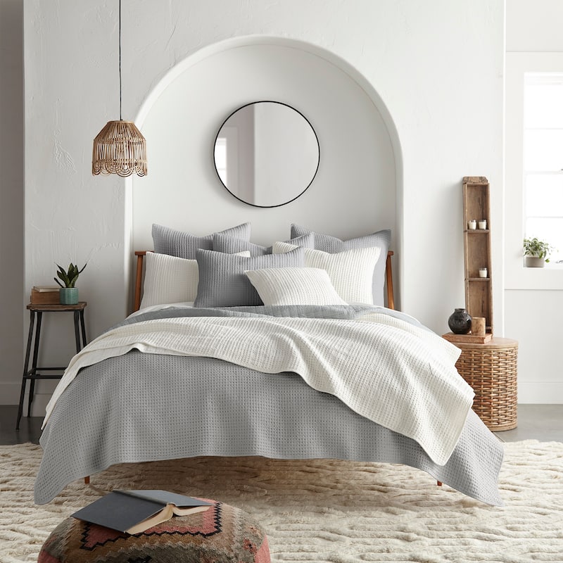 Mills Waffle Grey Full/Queen Quilt Set - Levtex Home
