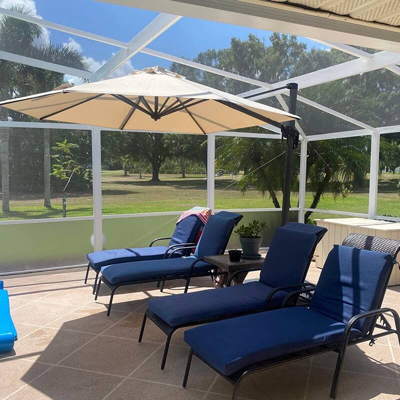 PURPLE LEAF Round 360 Degree Rotation Patio Cantilever Umbrella