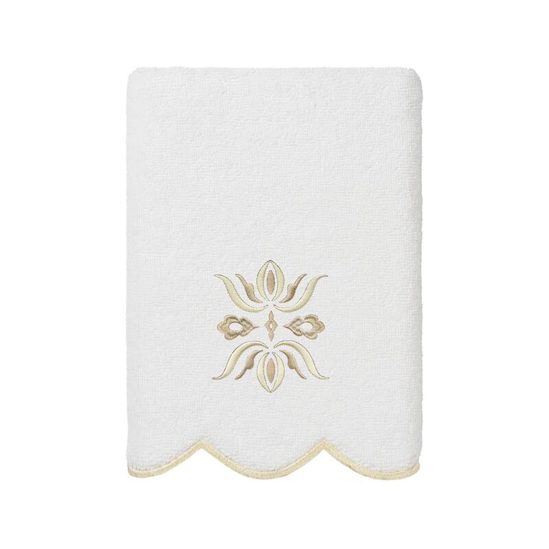 Authentic Hotel and Spa 100% Turkish Cotton FLOWER CREST Scallop Towel Collection