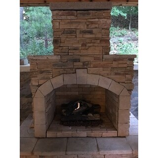 78-inch Brown Cultured Stone Propane Gas Outdoor Fireplace - Free
