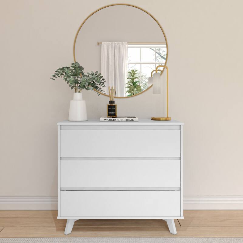 Plank and Beam Scandinavian 3-Drawer Dresser - White