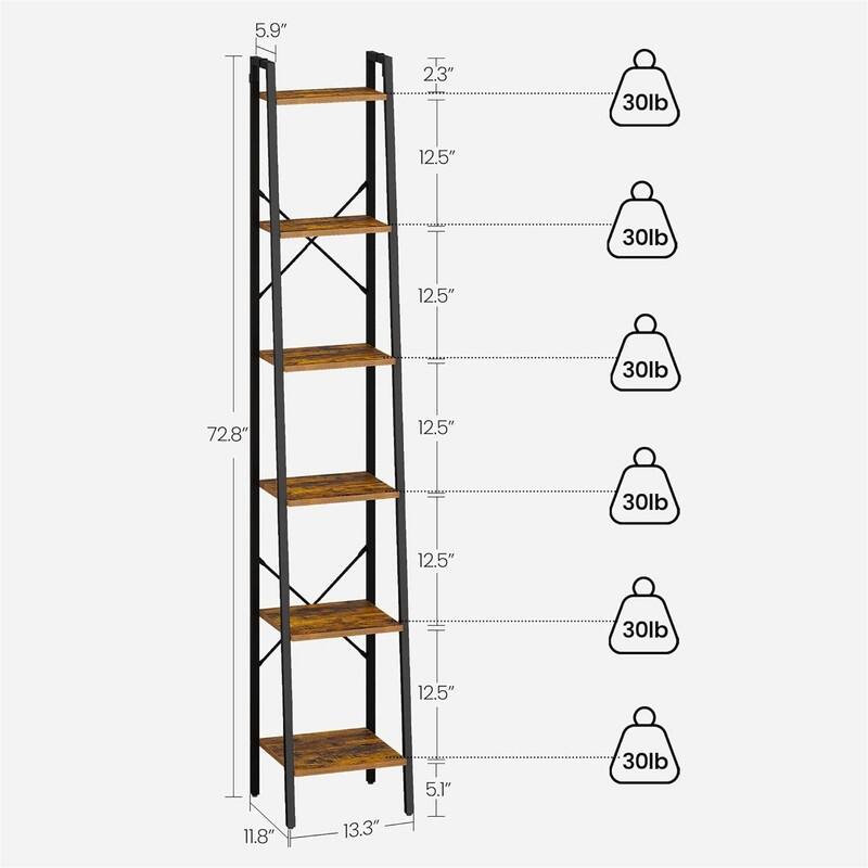 Freestanding Corner Storage Shelve with 6 Tier - 9.45"D x 15.35"W x 72.83"H