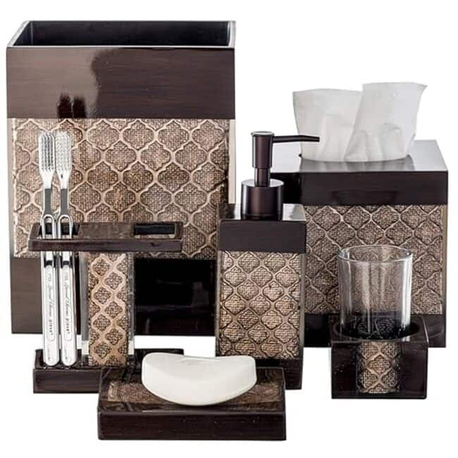 Creative Scents Dahlia Brown Bathroom Trash Can