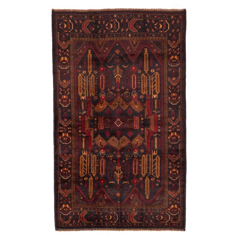ECARPETGALLERY Hand-knotted Teimani Black, Red Wool Rug - 3'9 x 6'7