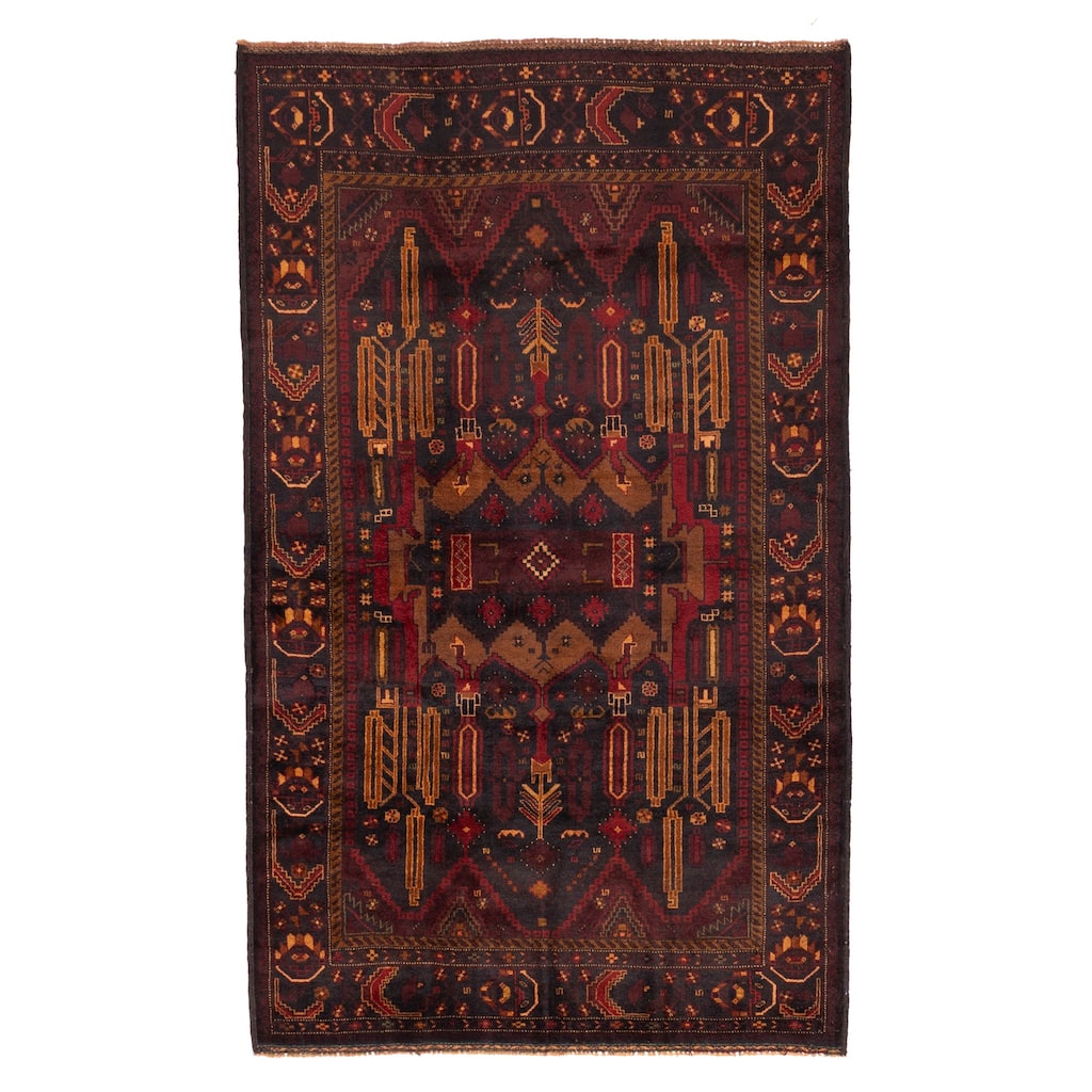 ECARPETGALLERY Hand-knotted Teimani Black, Red Wool Rug - 3'9 x 6'7