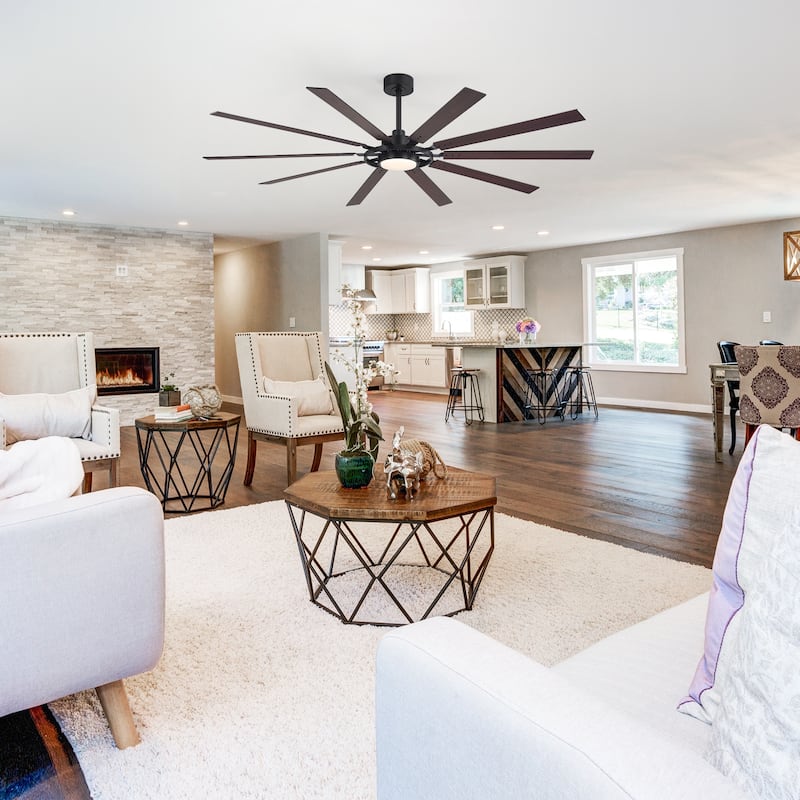 80/72/52/42-IN LED Ceiling Fan with Light Kit and Remote(5/10/12-Blade)