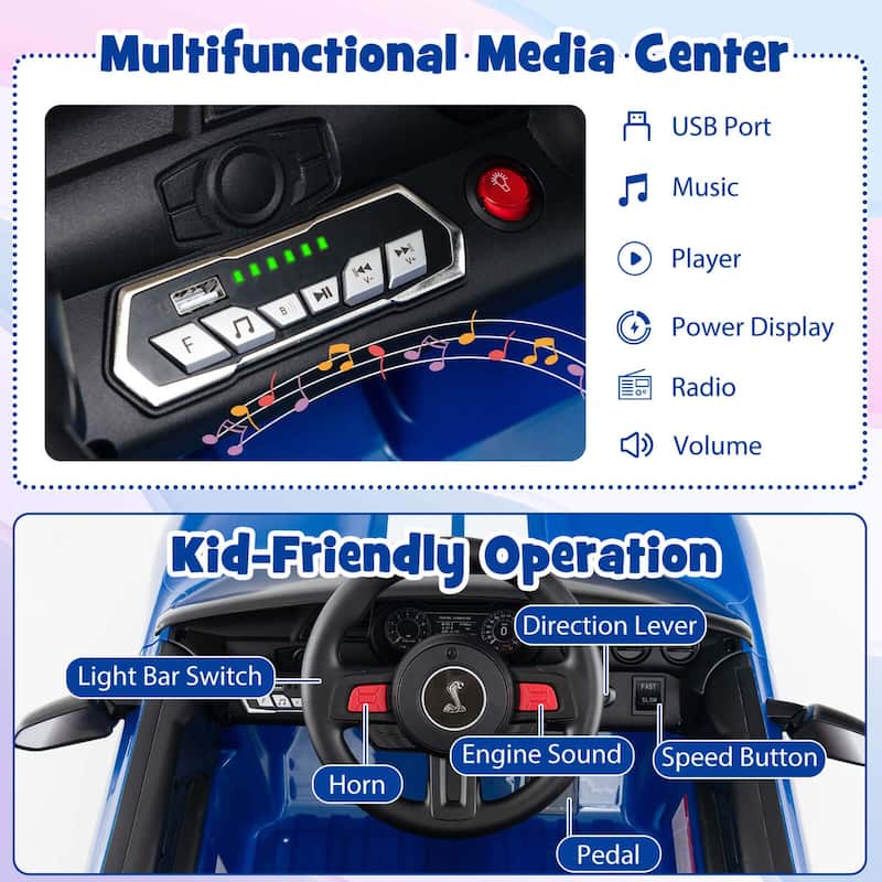12VRide on Car Licensed Ford Mustang Electric Vehicle w/Remote Control