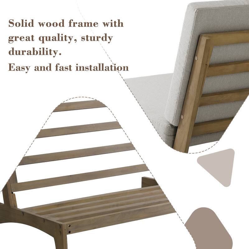 4 Set Outdoor Patio Teak Wood Club Chairs Loveseat with Cushion