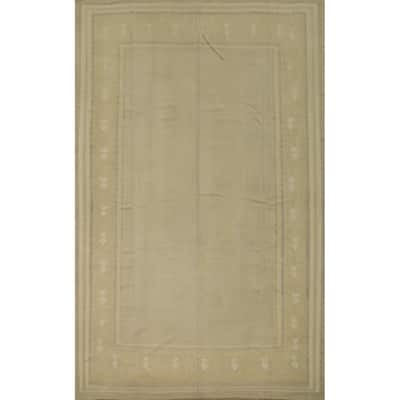 Hand Woven Oriental 100% Wool Carpet Southwestern Tribal Beige & Ivories Kilim Area Rug - 12' 2'' X 9' 1''