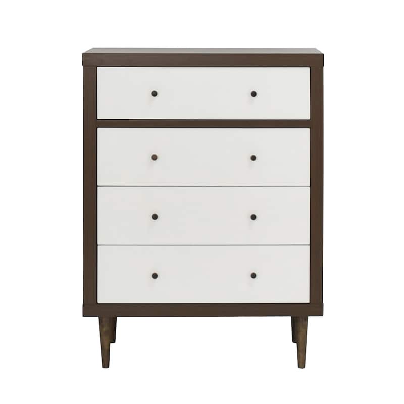 4-Drawer Vertical Chest with Metal Handle, Metal Frame and Wood Top for Bedroom