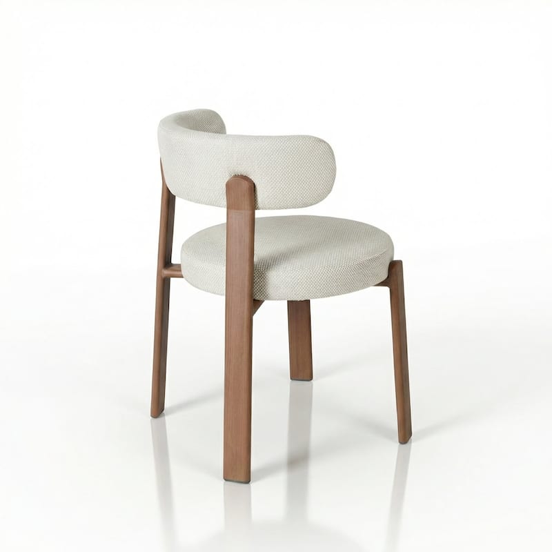 Upholstered Curved Back Wood-look Metal Frame 2pc Dining Chairs - N/A