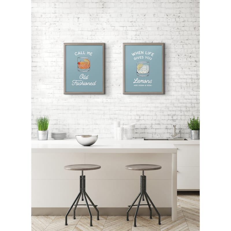 Kate and Laurel Blake Call Me Old Fashioned Blue Framed Printed Glass