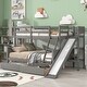 preview thumbnail 10 of 15, Twin Over Full Pine Bunk Bed with Drawers, Slide, Shelves, Convertible Grey
