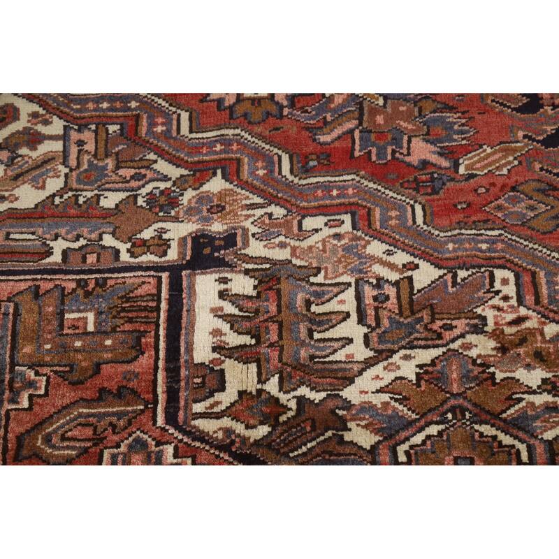 Hand Knotted Oriental 100% Wool Carpet Traditional Medallion Red Heriz Area Rug - 12' 9'' X 10' 0''