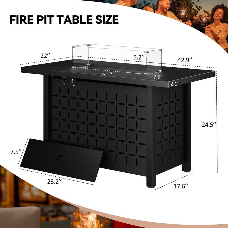 Futzca Gas Fire Pit Table, 50,000 BTU Outdoor Propane Firepit Table