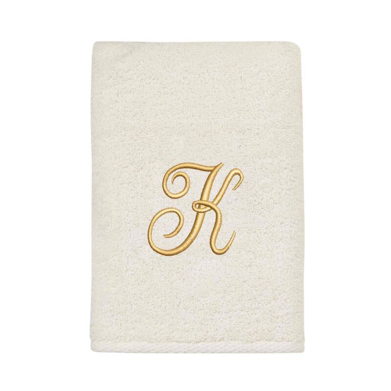 Avanti Linens Ivory/Gold Script Monogram Hand Towel Letter K - Hand Towel