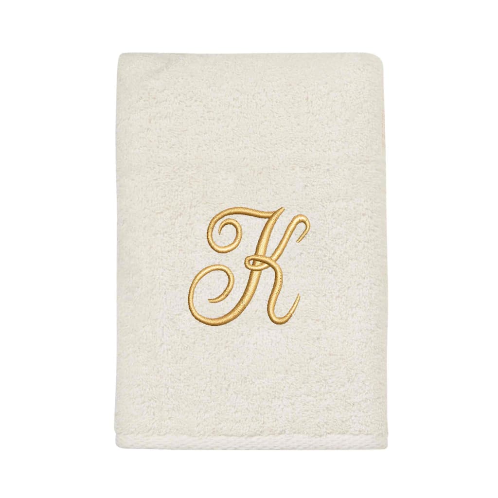 Avanti Linens Ivory/Gold Script Monogram Hand Towel Letter K - Hand Towel