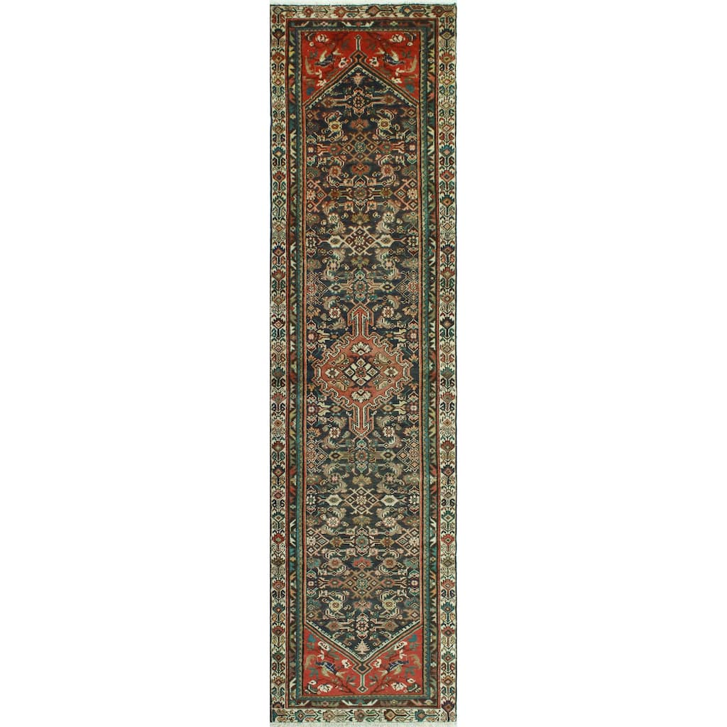 Noori Rug Vintage Distressed Lisimba Rust/Charcoal Runner - 3'0" x 12'4"