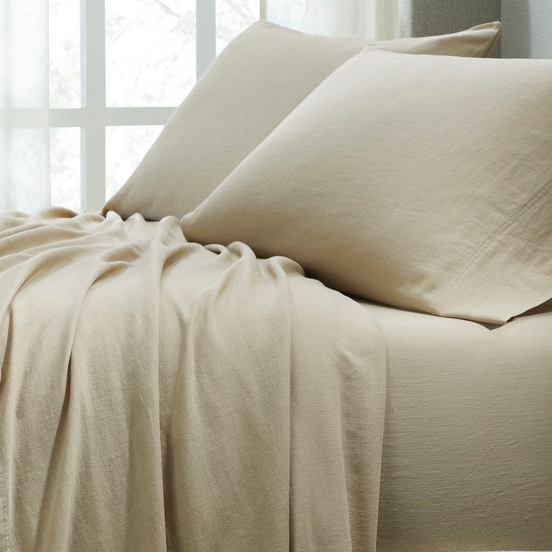 Superior Chloe 100% Cotton Percale Linen Texture Pillowcases, Set of 2