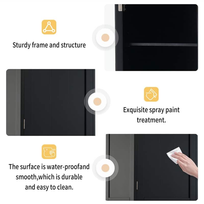 Freestanding Bathroom Cabinet with Glass Door and 2 Storage Drawers, Tall Storage Cabinet Floor Cabinet with Adjustable Shelves