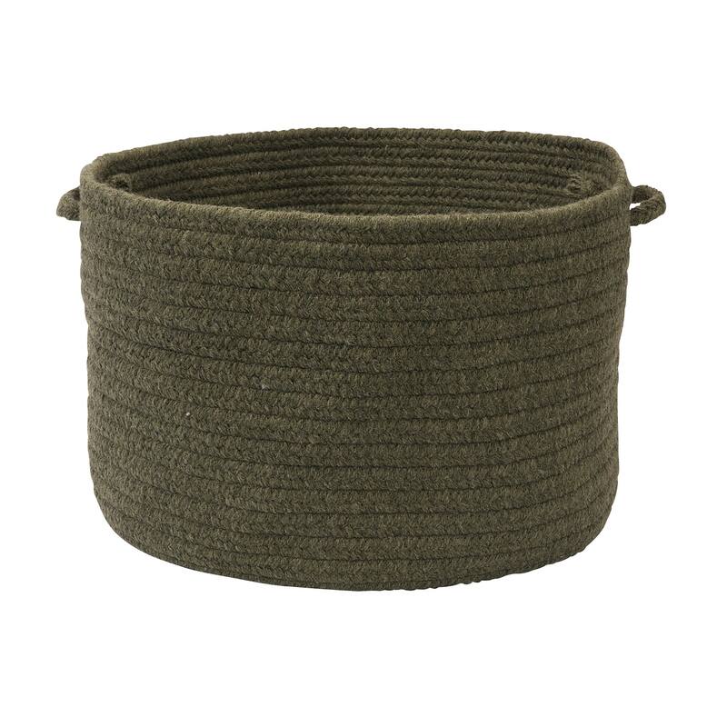 Bristol Braided Wool blend Storage Basket - 14"x14"x10" - Olive
