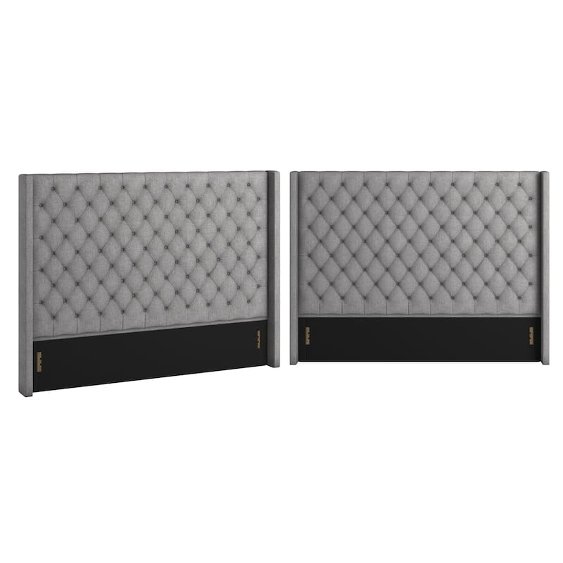 Detmold Wingback Button Tufted Linen Fabric Headboard