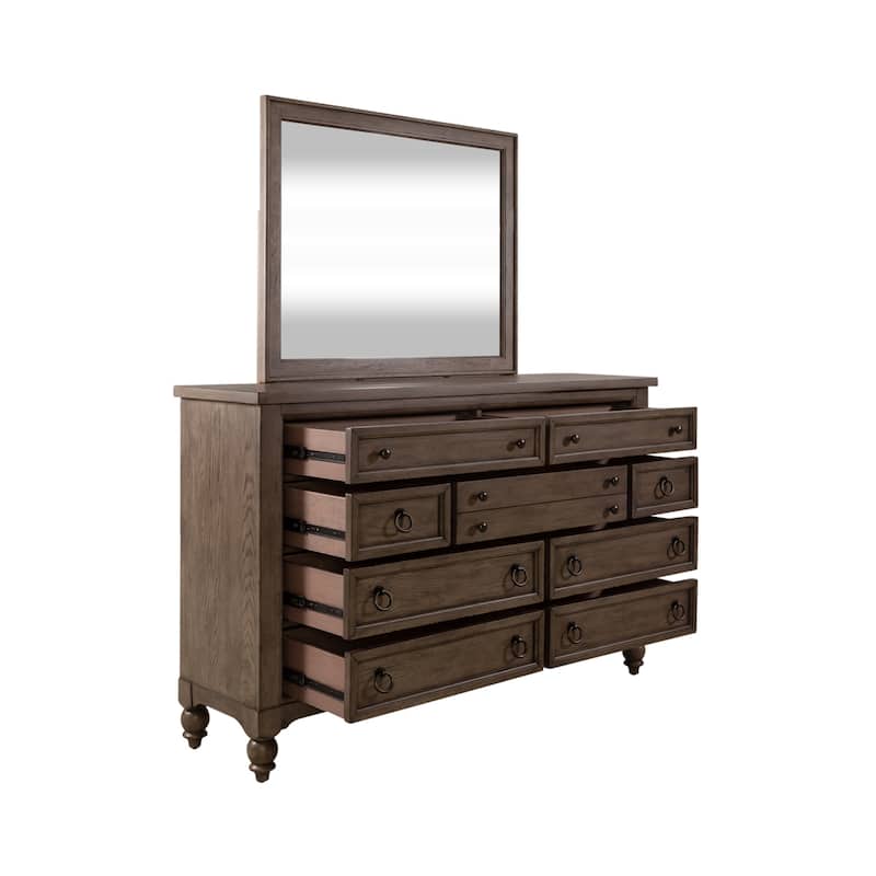 Americana Farmhouse Shelter Bed, Dresser, Mirror, and Nightstand Bedroom Set