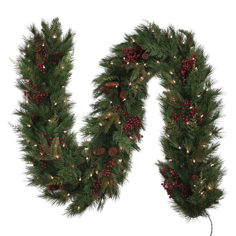 Plymouth Garland with Classic Warm White Mini-Lights - Plug-In - 9' - 9'