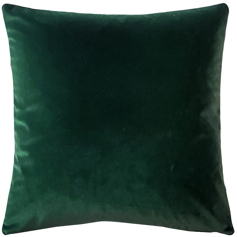 Pillow Decor Castello Soft Velvet Throw Pillows (3 Sizes, 18 Colors) - 20" x 20" - Feather Down - Forest Green