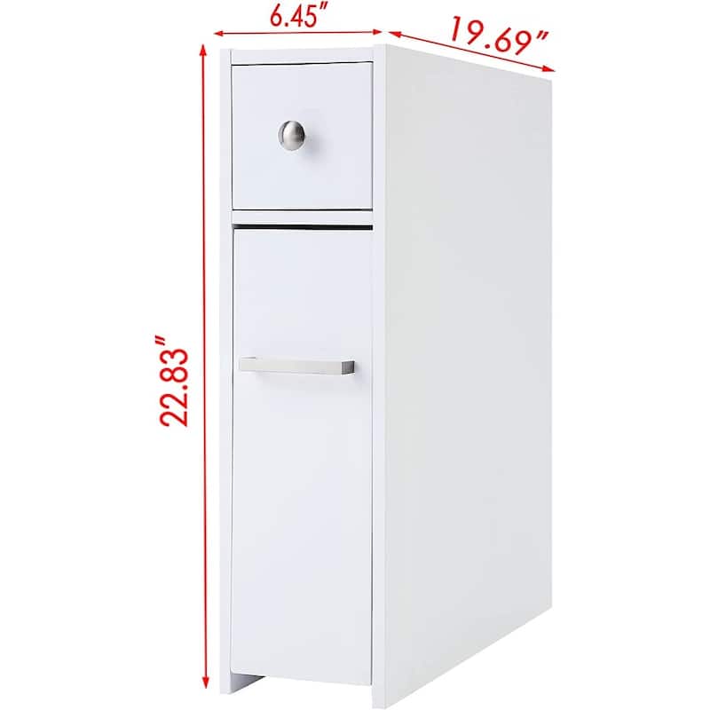 Spirich Home Slim Bathroom Storage Cabinet, Free Standing Toilet Paper Holder, Bathroom Cabinet Slide Out Drawer Storage