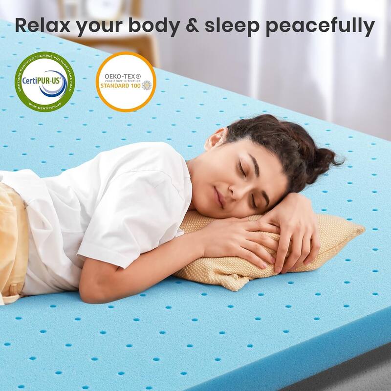 Full Mattress Topper,4 Inch Gel Infused Memory Foam Mattress Topper, Cooling Mattress Pad for Pressure Relief Back Pain